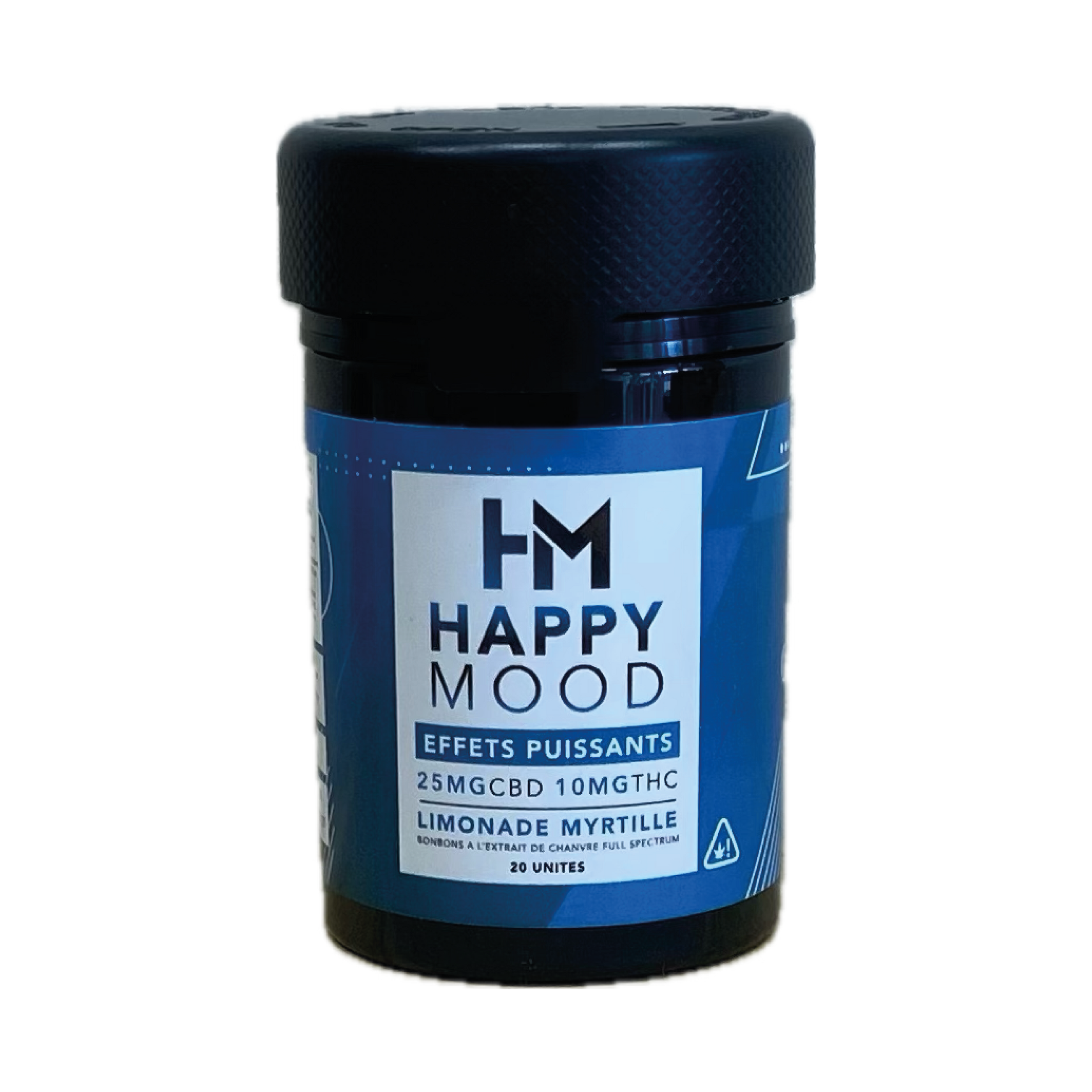 Boîte de 10 gummies au THC et CBD de chez Happy MOOD.