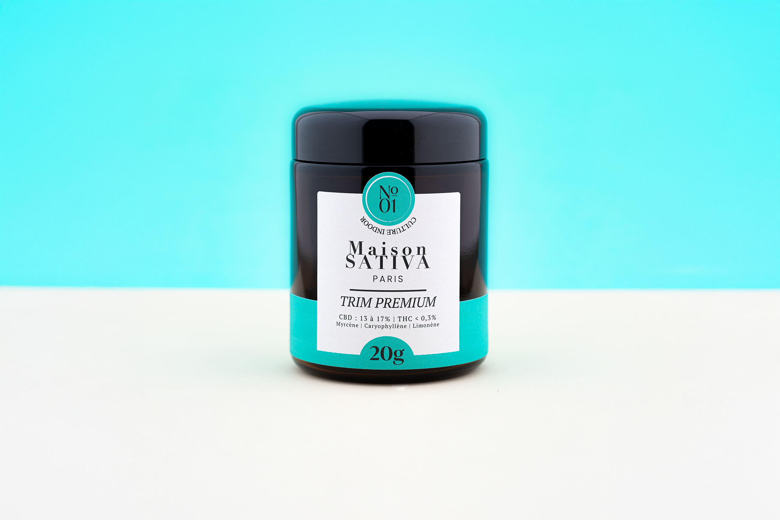 pot de fleurs de CBD TRIM PREMIUM de chez maison sativa