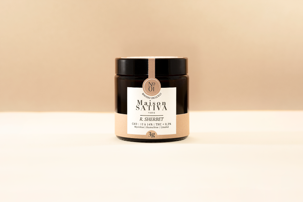 pot de fleur de CBD haut de gamme aux effets puissants de chez maison sativa, fleur de cbd R.sherbet, sherbert, à cherbourg-en-cotentin. 50100, 50110, 50120, 50130, 50140.
