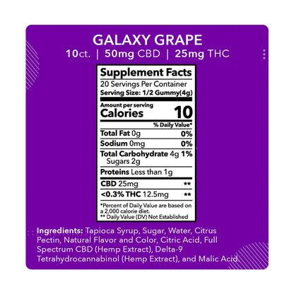 Gummies 750 mg Delta-9-THC & CBD Galaxy Grape - MDRN MOOD - Maison Sativa