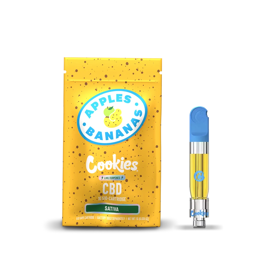 Cartouche de vape CBD 510 Cookies saveur Apples & Bananas, dominante Sativa aux terpènes naturels