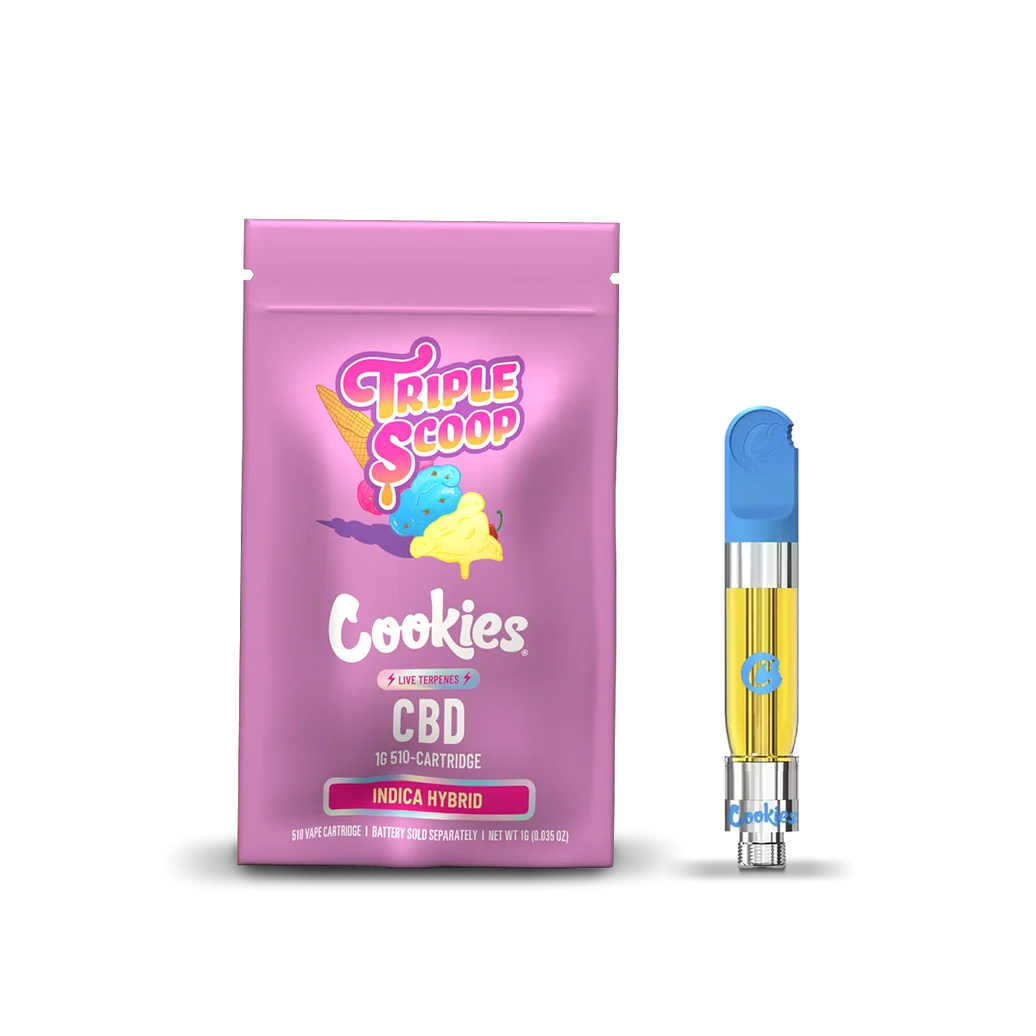Cartouche CBD pour cigarette électronique Cookies Triple Scoop, hybride Indica
