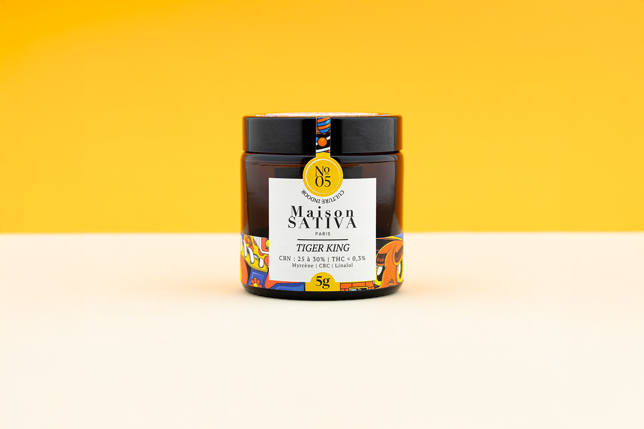 pot coloré de notre fleur de CBD puissante TIGER KING