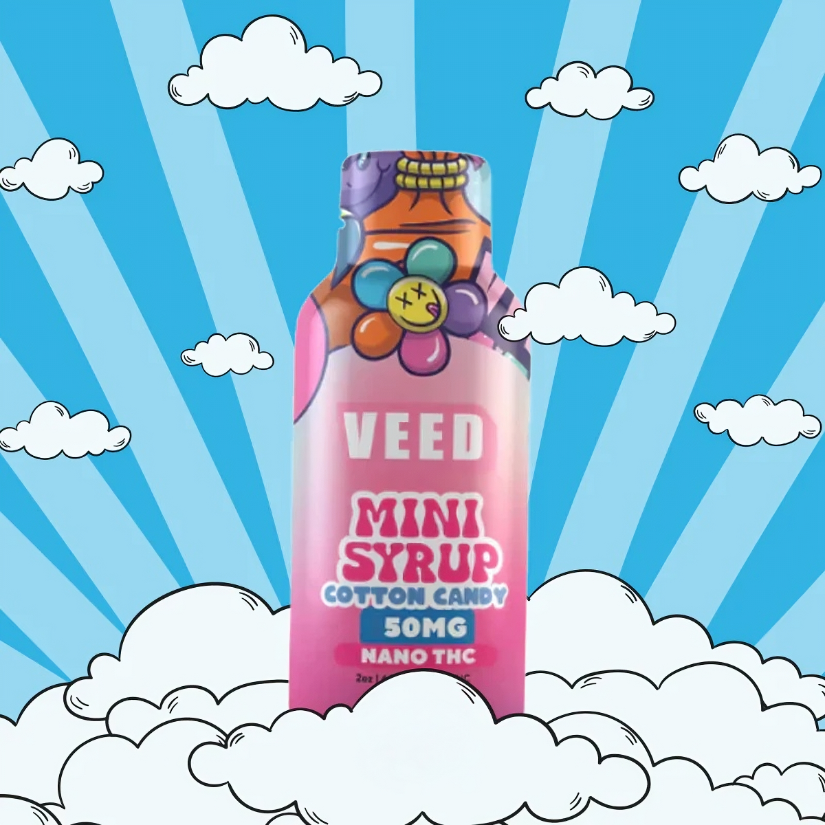Sirop VEED 50 mg au Δ-9 THC – Nano THC saveur barbe à papa, produit légal Maison Sativa