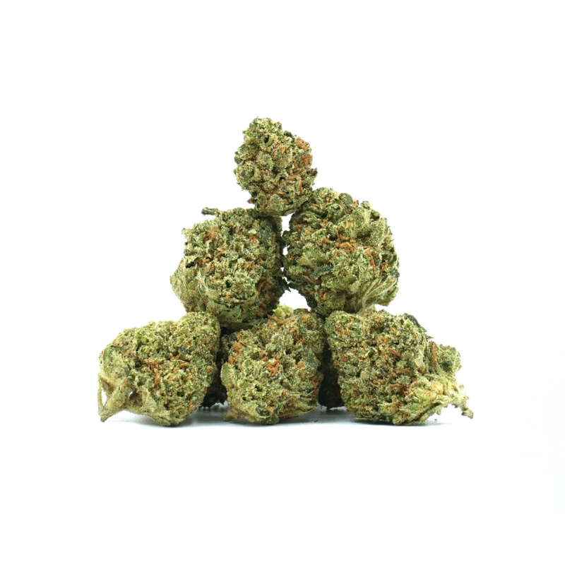 fleurs de CBD et CBN Super Skunk de chez Maison Sativa sur fond blanc.